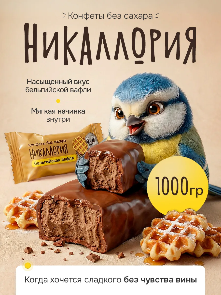 Конфеты «Никаллория» с бельгийской вафлей без добавленного сахара