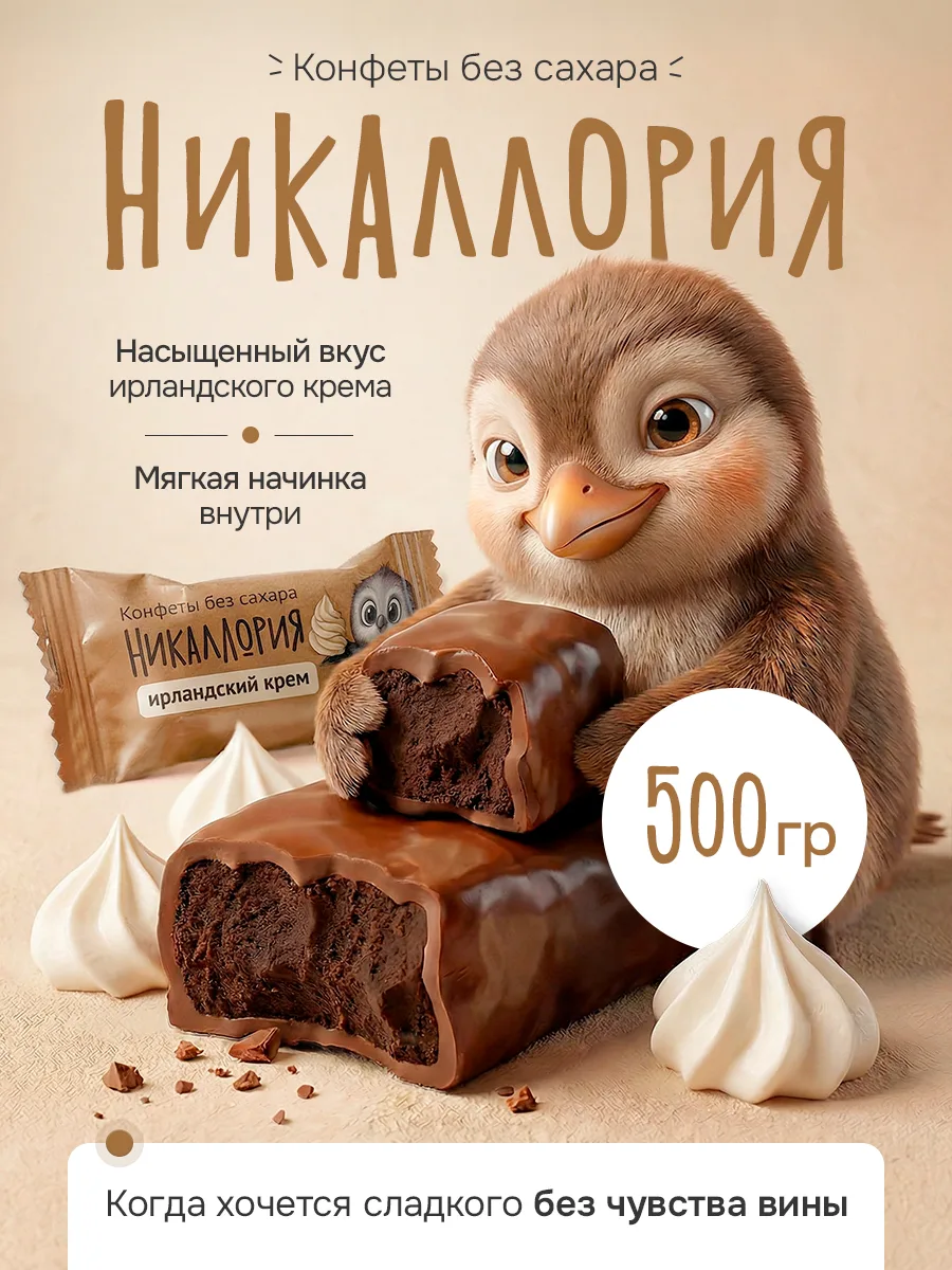 Конфеты «Никаллория» со вкусом айриш крим без добавленного сахара