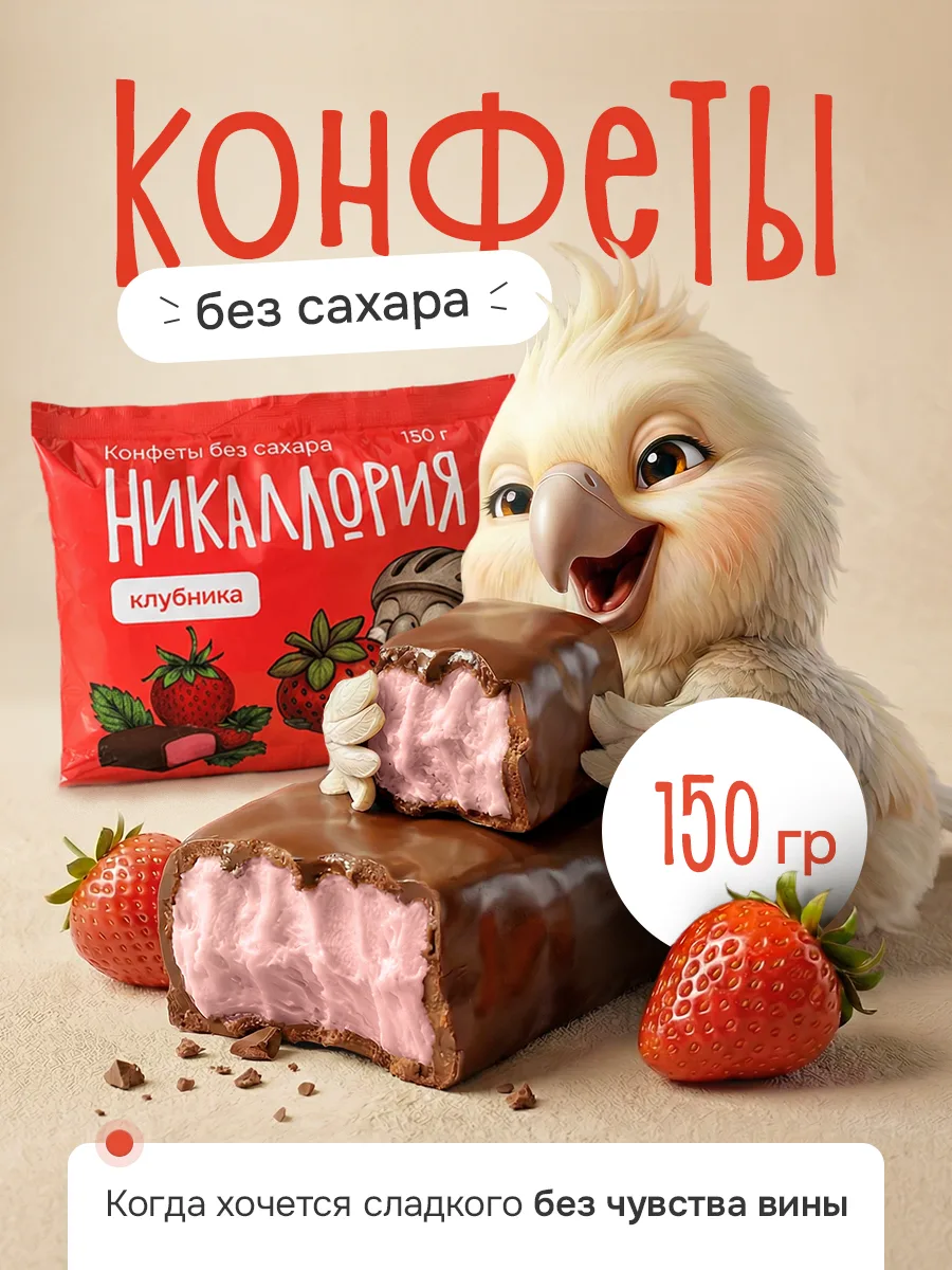 Конфеты «Никаллория» с клубничной начинкой без добавленного сахара