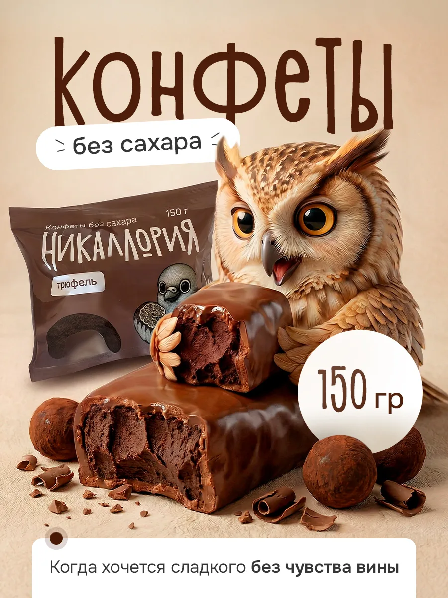 Конфеты «Никаллория» с трюфельной начинкой без добавленного сахара